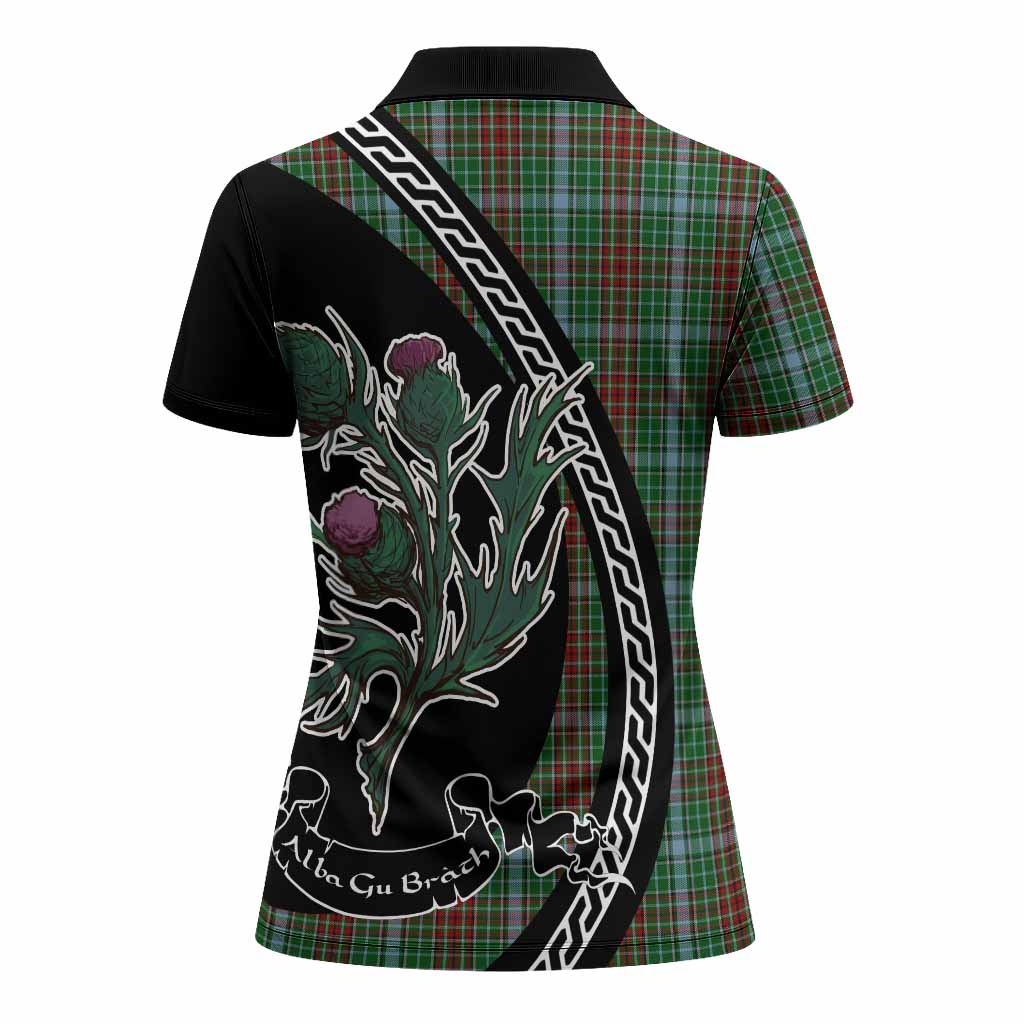 Gayre Family Crest Tartan Women Polo Shirt Alba Thistle Inspired - Tartan Vibes Clothing