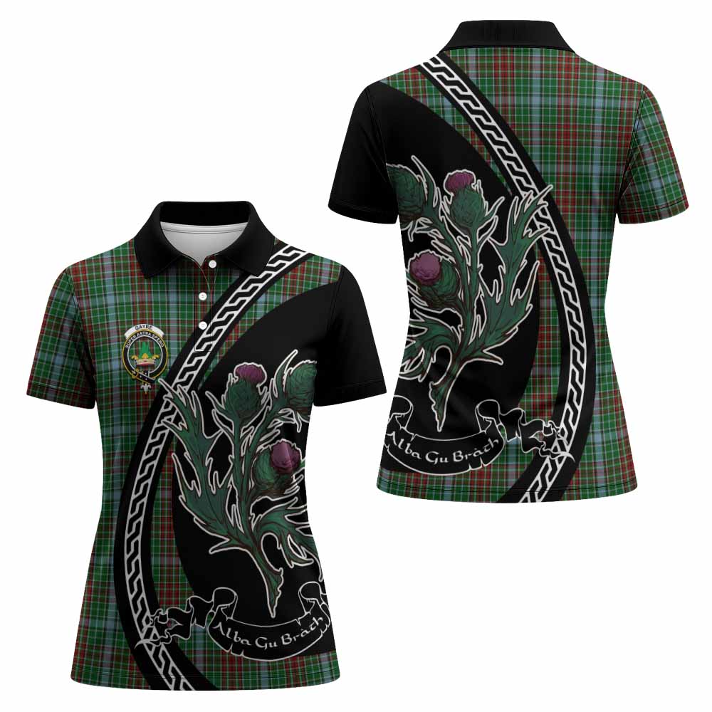 Gayre Family Crest Tartan Women Polo Shirt Alba Thistle Inspired - Tartan Vibes Clothing