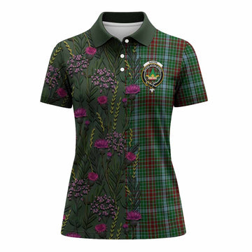 Gayre Family Crest Tartan Women Polo Shirt Scottish Thistle Flower Pattern Half Style - Tartan Vibes Clothing
