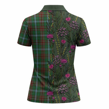 Gayre Family Crest Tartan Women Polo Shirt Scottish Thistle Flower Pattern Half Style - Tartan Vibes Clothing