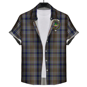 Gayre Hunting Tartan Short Sleeve Button Down Shirt with Family Crest