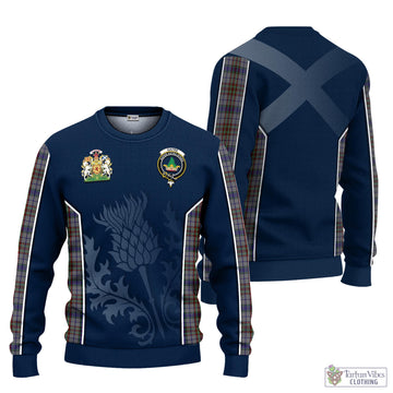 Gayre Hunting Tartan Knitted Sweatshirt with Family Crest and Scottish Thistle Vibes Sport Style