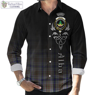 Gayre Hunting Tartan Long Sleeve Button Up Featuring Alba Gu Brath Family Crest Celtic Inspired