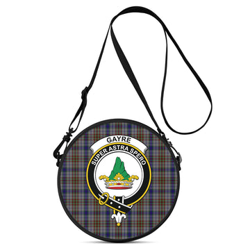 Gayre Hunting Tartan Round Satchel Bags with Family Crest