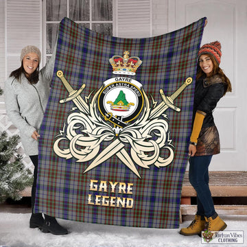 Gayre Hunting Tartan Blanket with Clan Crest and the Golden Sword of Courageous Legacy