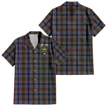 Gayre Hunting Tartan Short Sleeve Button Down Shirt with Family Crest