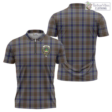 Gayre Hunting Tartan Zipper Polo Shirt with Family Crest