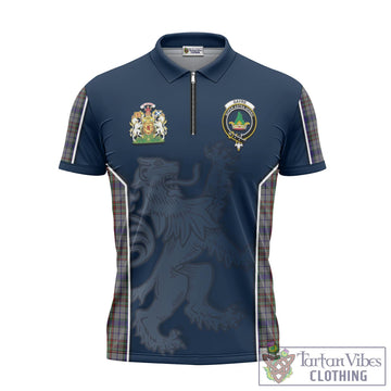 Gayre Hunting Tartan Zipper Polo Shirt with Family Crest and Lion Rampant Vibes Sport Style