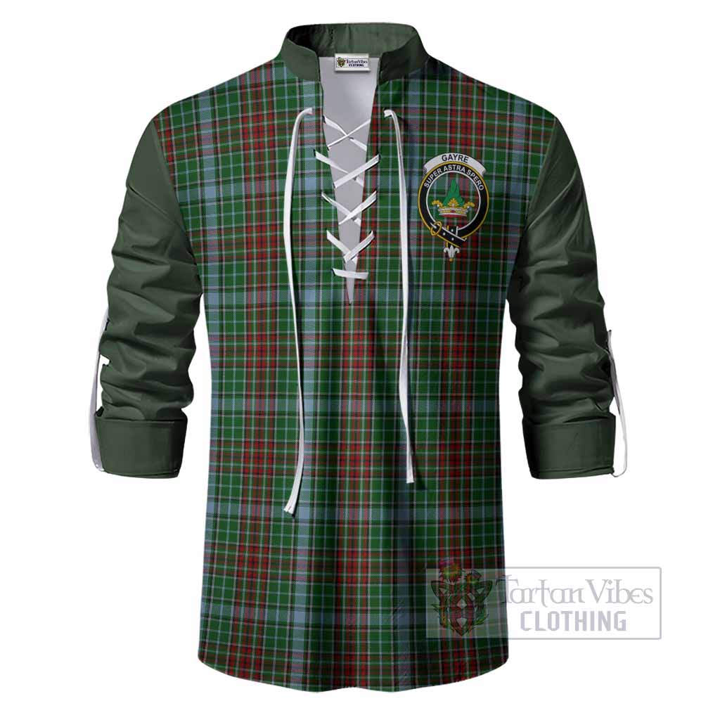 Gayre Tartan Accent Ghillie Shirt with Family Crest