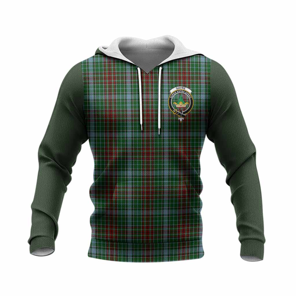 Gayre Tartan Accent Knitted Hoodie with Family Crest