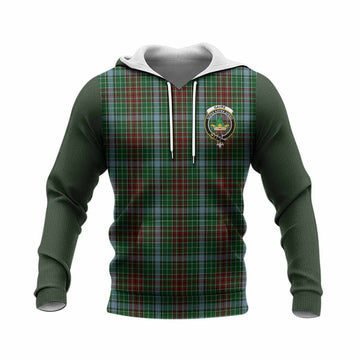 Gayre Tartan Accent Knitted Hoodie with Family Crest