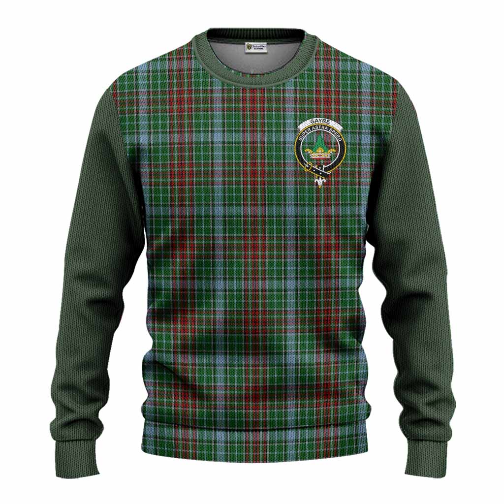 Gayre Tartan Accent Knitted Sweater with Family Crest