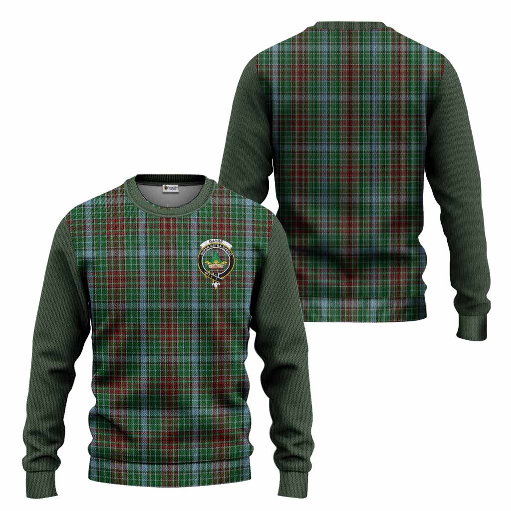 Gayre Tartan Accent Knitted Sweater with Family Crest