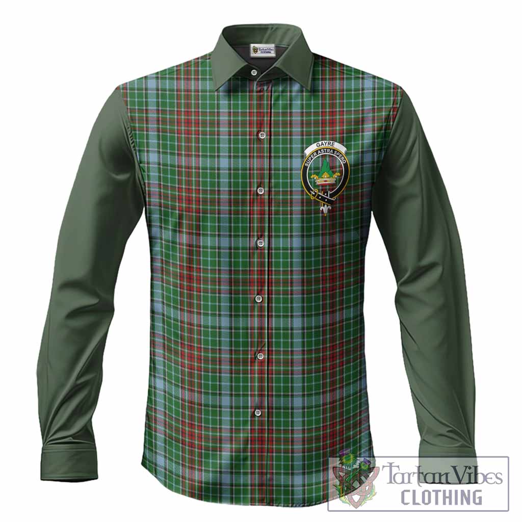 Gayre Tartan Accent Long Sleeve Button Shirts with Family Crest