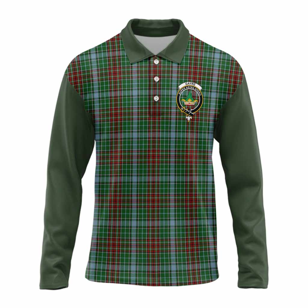 Gayre Tartan Accent Long Sleeve Polo Shirt with Family Crest