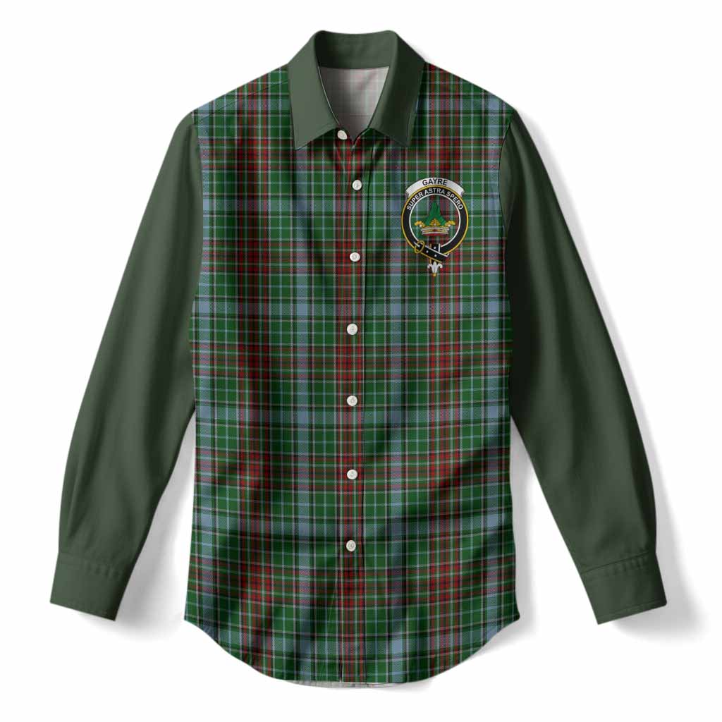 Gayre Tartan Accent Women Casual Shirt with Family Crest