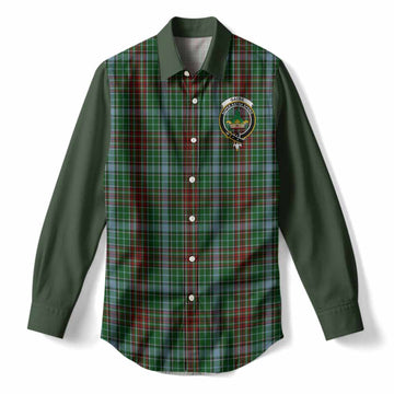 Gayre Tartan Accent Women Casual Shirt with Family Crest