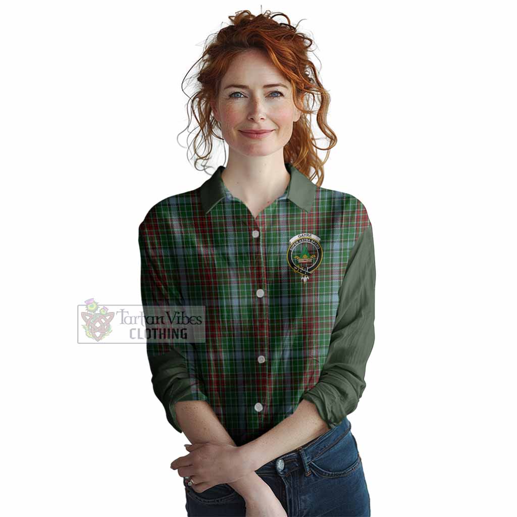 Gayre Tartan Accent Women Casual Shirt with Family Crest