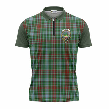 Gayre Tartan Accent Zipper Polo Shirt with Family Crest