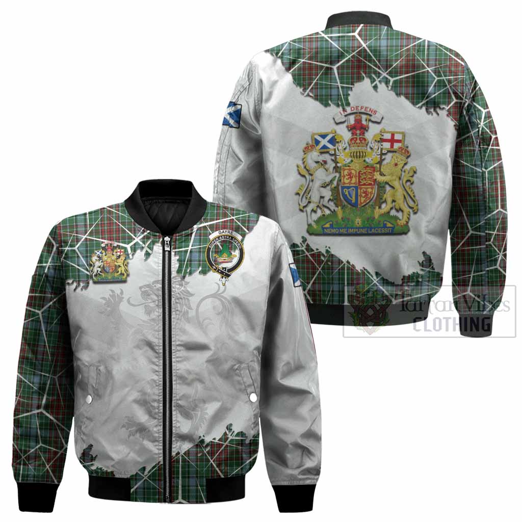 Gayre Tartan Bomber Jacket with Family Crest and Lion Rampant Grunge Style