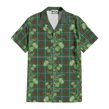 Gayre Tartan Cotton Hawaiian Shirt Seamless Scottish Thistle Flowers