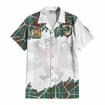 Gayre Tartan Cotton Hawaiian Shirt with Family Crest and Lion Rampant Grunge Style