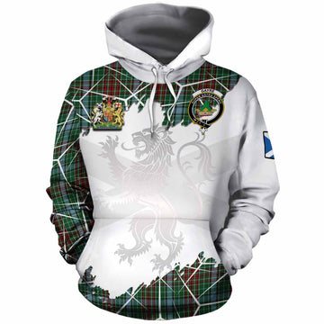 Gayre Tartan Cotton Hoodie with Family Crest and Lion Rampant Grunge Style