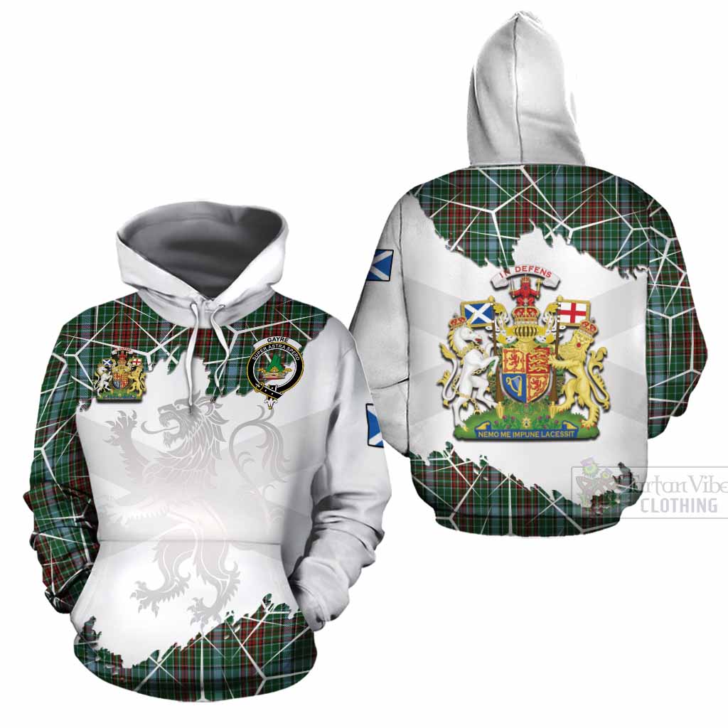 Gayre Tartan Cotton Hoodie with Family Crest and Lion Rampant Grunge Style