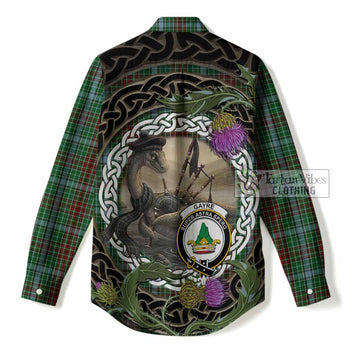 Gayre Tartan Crest Bagpipe Nessie Women Casual Shirt Scottish Loch Ness Monster Celtic Thistle