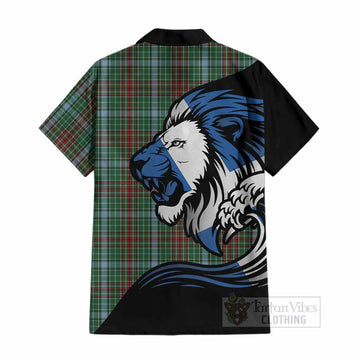 Gayre Tartan Crest Cotton Hawaiian Shirt Scottish Golden Lions Wave Flow