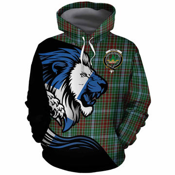 Gayre Tartan Crest Cotton Hoodie Scottish Golden Lions Wave Flow