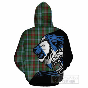 Gayre Tartan Crest Cotton Hoodie Scottish Golden Lions Wave Flow