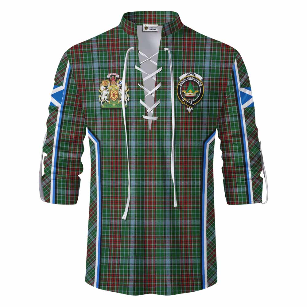 Gayre Tartan Crest Ghillie Kilt Shirt Scotland Coat of Arm Flag Style - Tartan Vibes Clothing