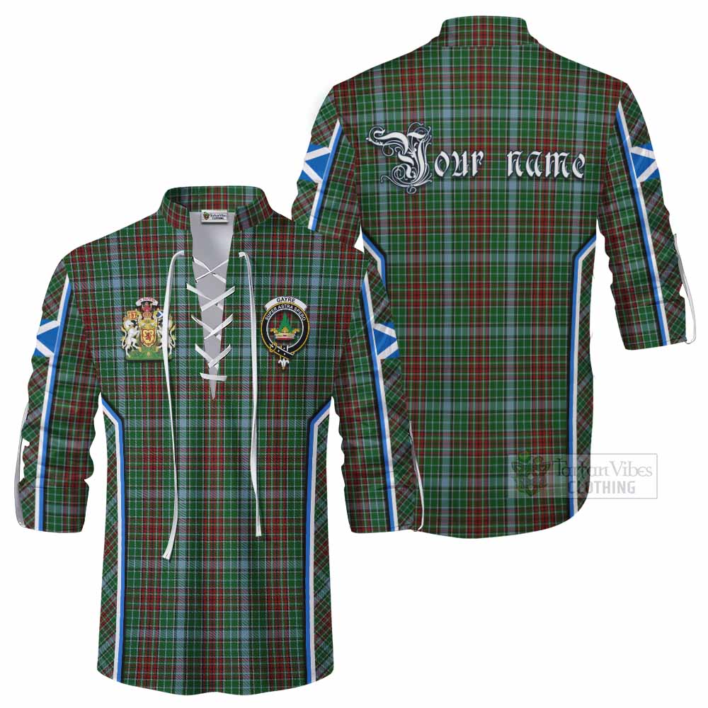Gayre Tartan Crest Ghillie Kilt Shirt Scotland Coat of Arm Flag Style - Tartan Vibes Clothing