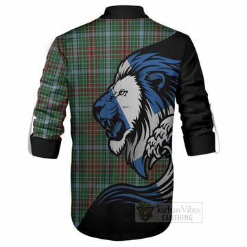 Gayre Tartan Crest Ghillie Shirt Scottish Golden Lions Wave Flow