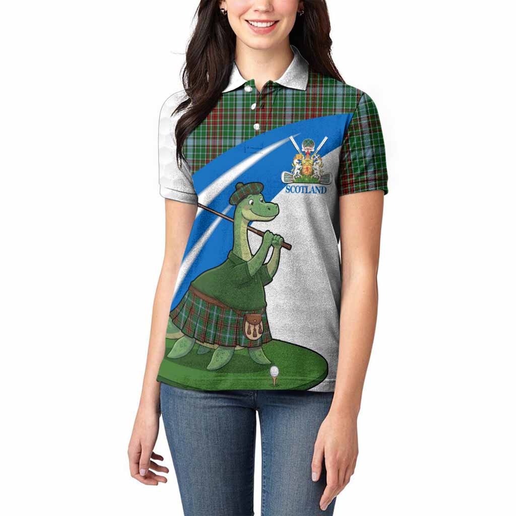 Gayre Tartan Crest Golf Nessie Women Polo Shirt Loch Ness Monster Sporty Style