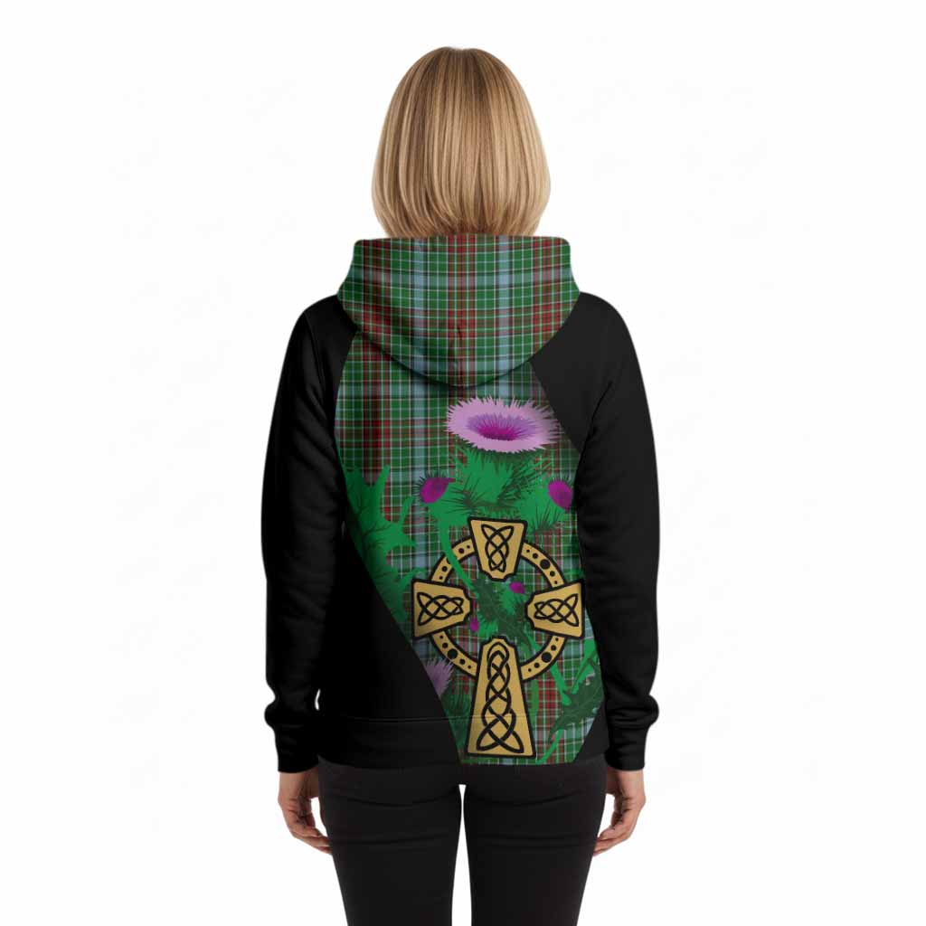 Gayre Tartan Crest Hoodie Celtic Cross Thistle Flowers