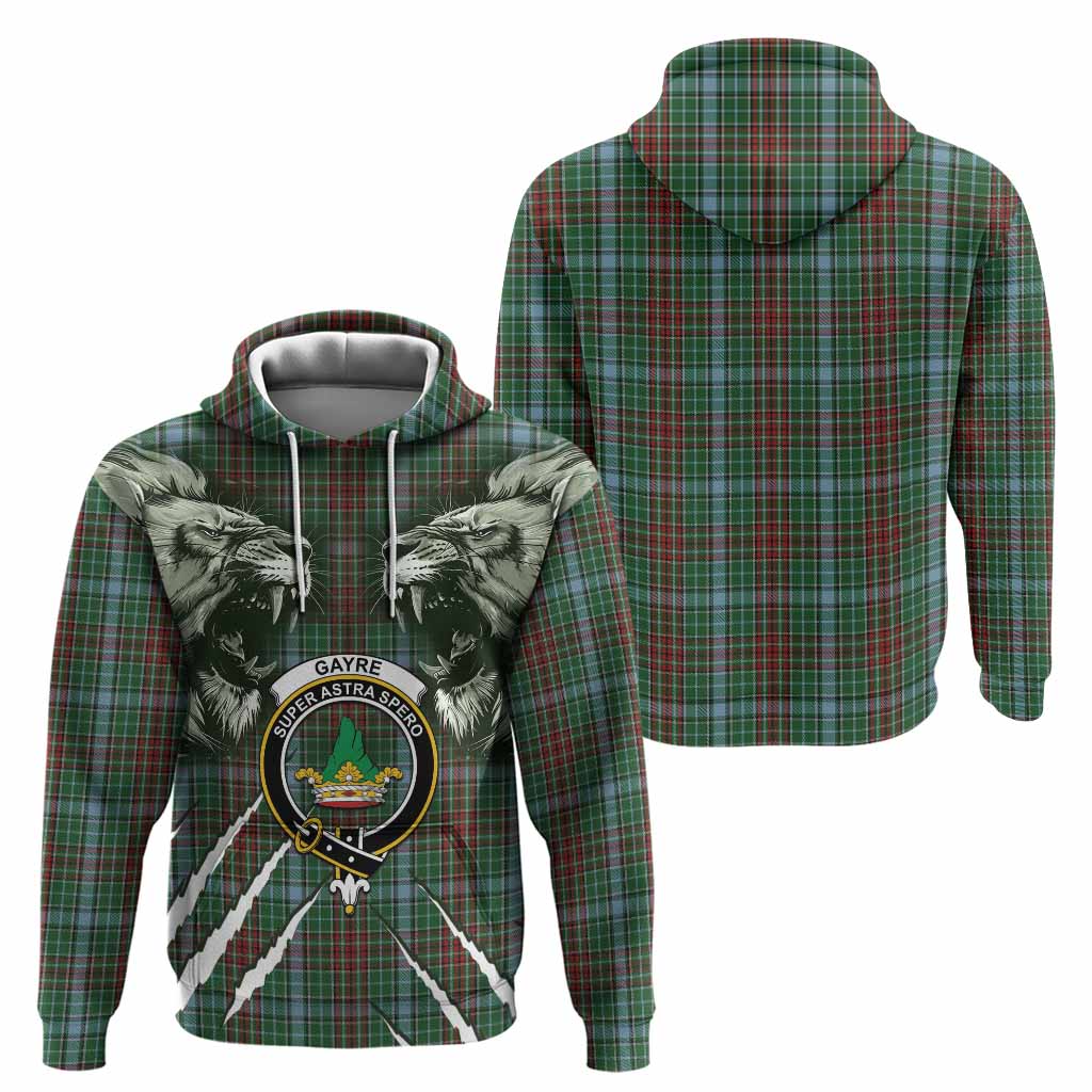 Gayre Tartan Crest Hoodie Ferocious Lion Style