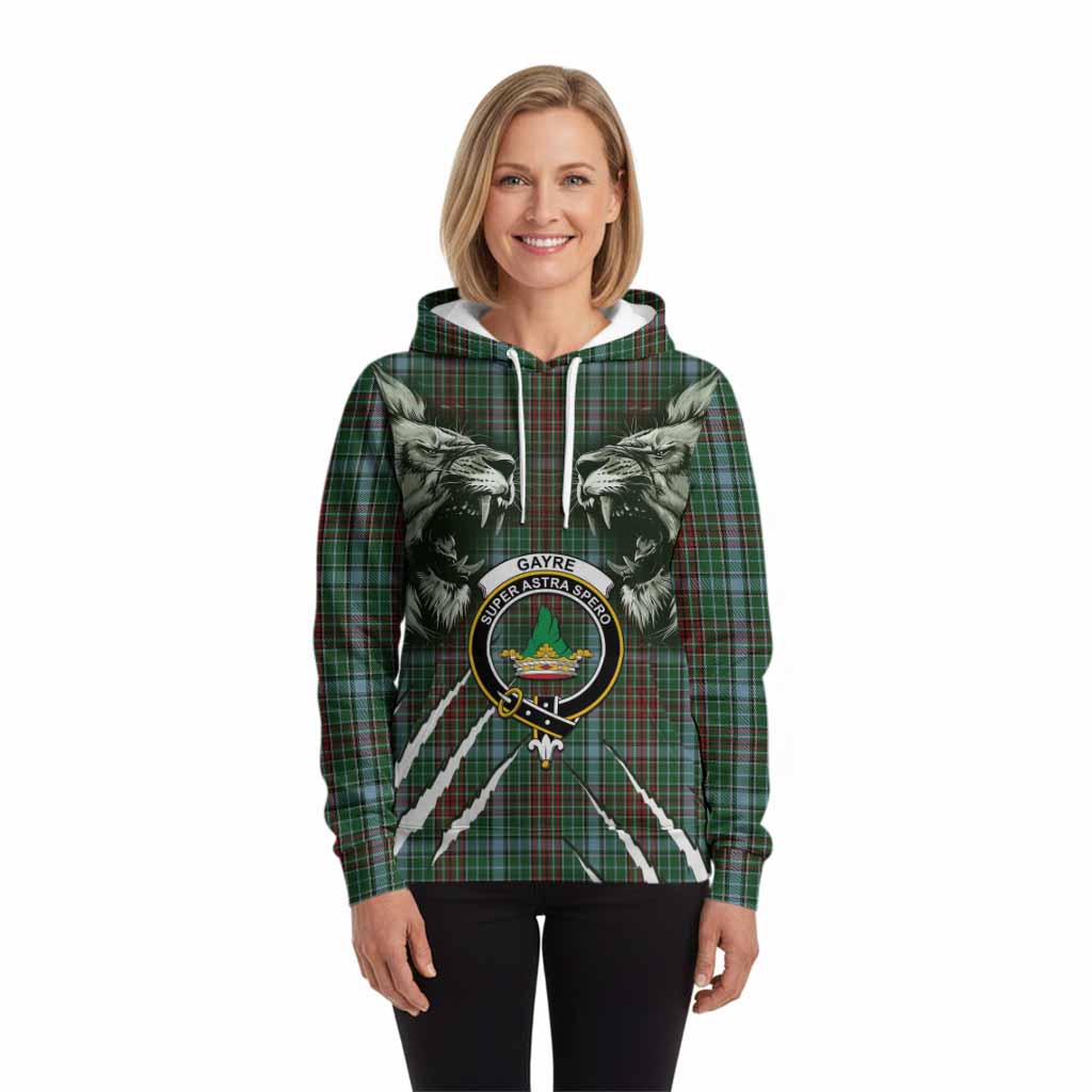 Gayre Tartan Crest Hoodie Ferocious Lion Style