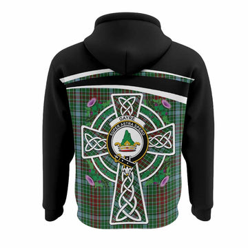 Gayre Tartan Crest Hoodie Scottish Thistle Celtic Cross Alba Gu Brath