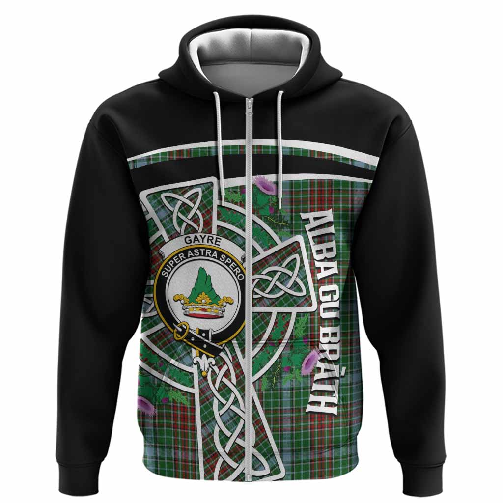 Gayre Tartan Crest Hoodie Scottish Thistle Celtic Cross Alba Gu Brath