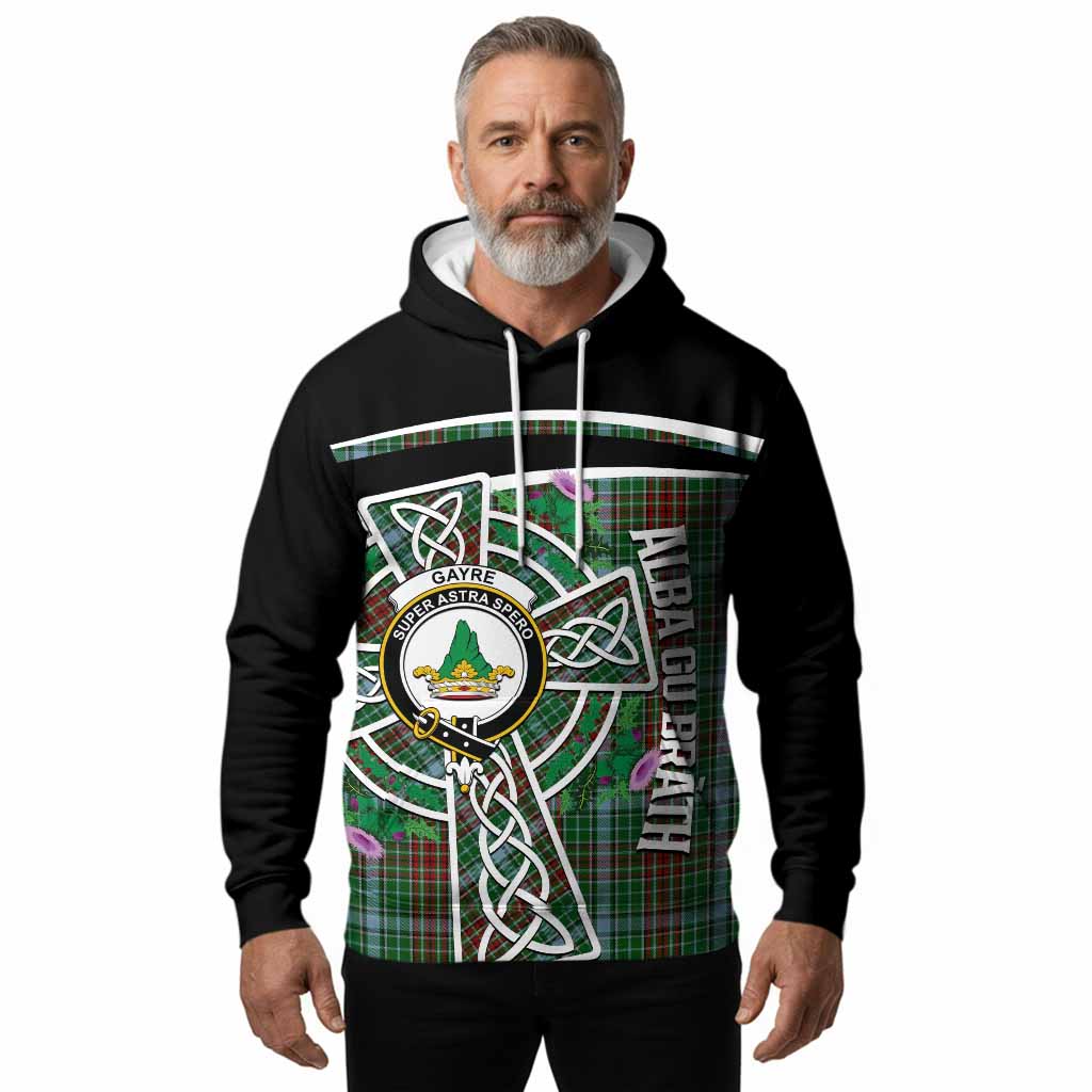 Gayre Tartan Crest Hoodie Scottish Thistle Celtic Cross Alba Gu Brath