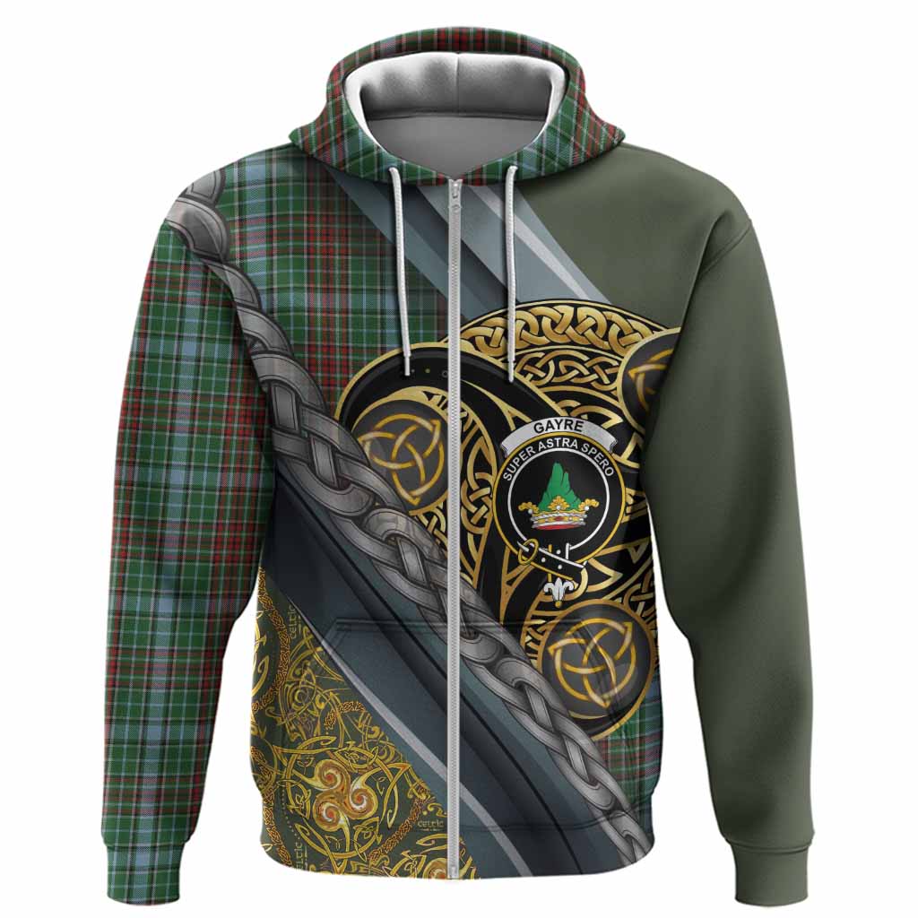 Gayre Tartan Crest Hoodie Scottish Triskele Celtic