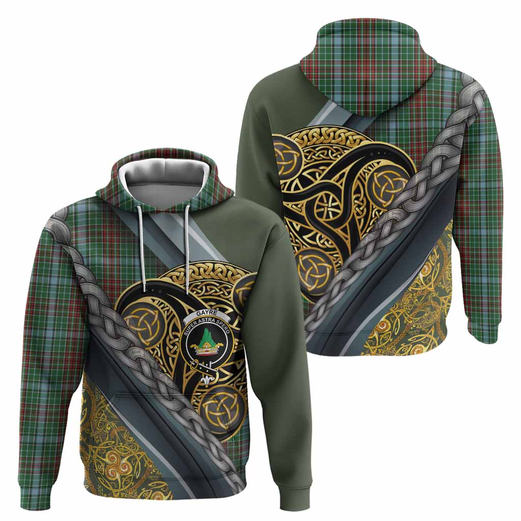 Gayre Tartan Crest Hoodie Scottish Triskele Celtic