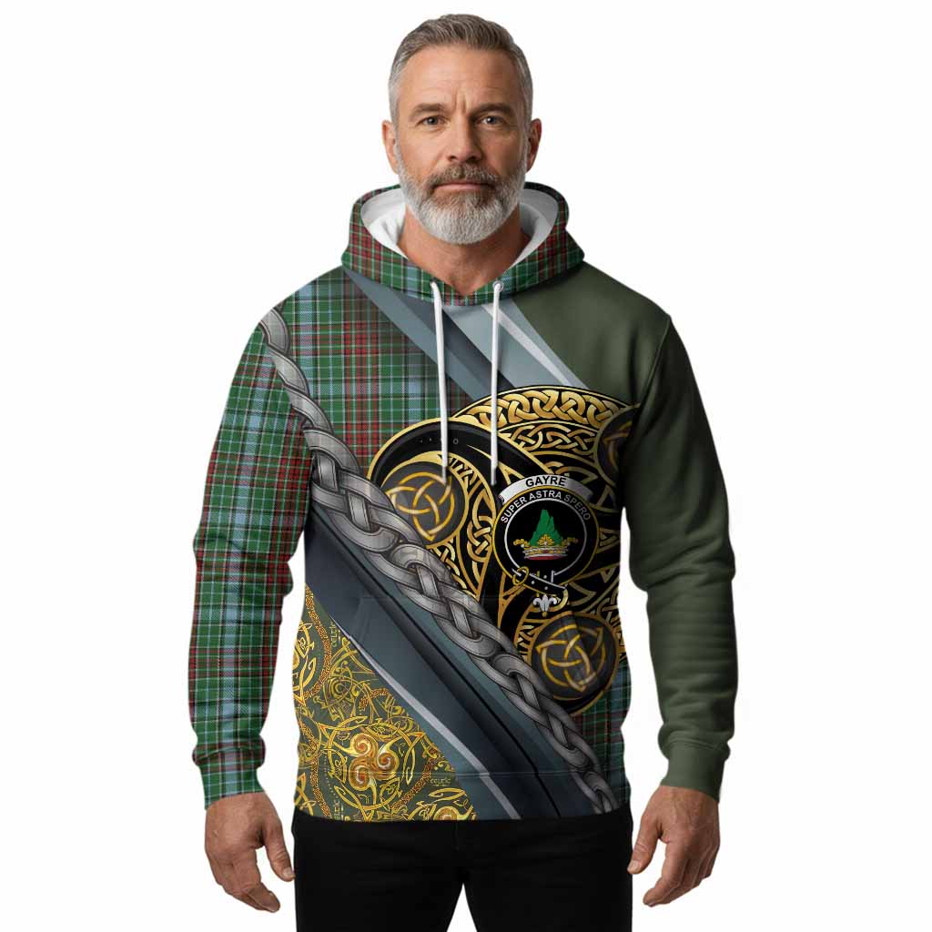 Gayre Tartan Crest Hoodie Scottish Triskele Celtic