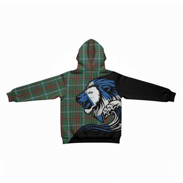 Gayre Tartan Crest Kid Hoodie Scottish Golden Lions Wave Flow