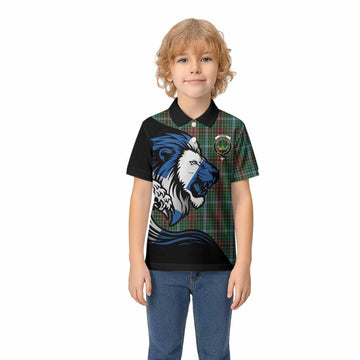 Gayre Tartan Crest Kid Polo Shirt Scottish Golden Lions Wave Flow