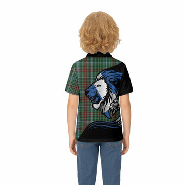 Gayre Tartan Crest Kid Polo Shirt Scottish Golden Lions Wave Flow