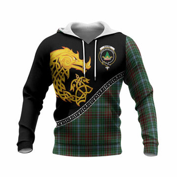 Gayre Tartan Crest Knitted Hoodie Legendary Dragon Knot Half Style