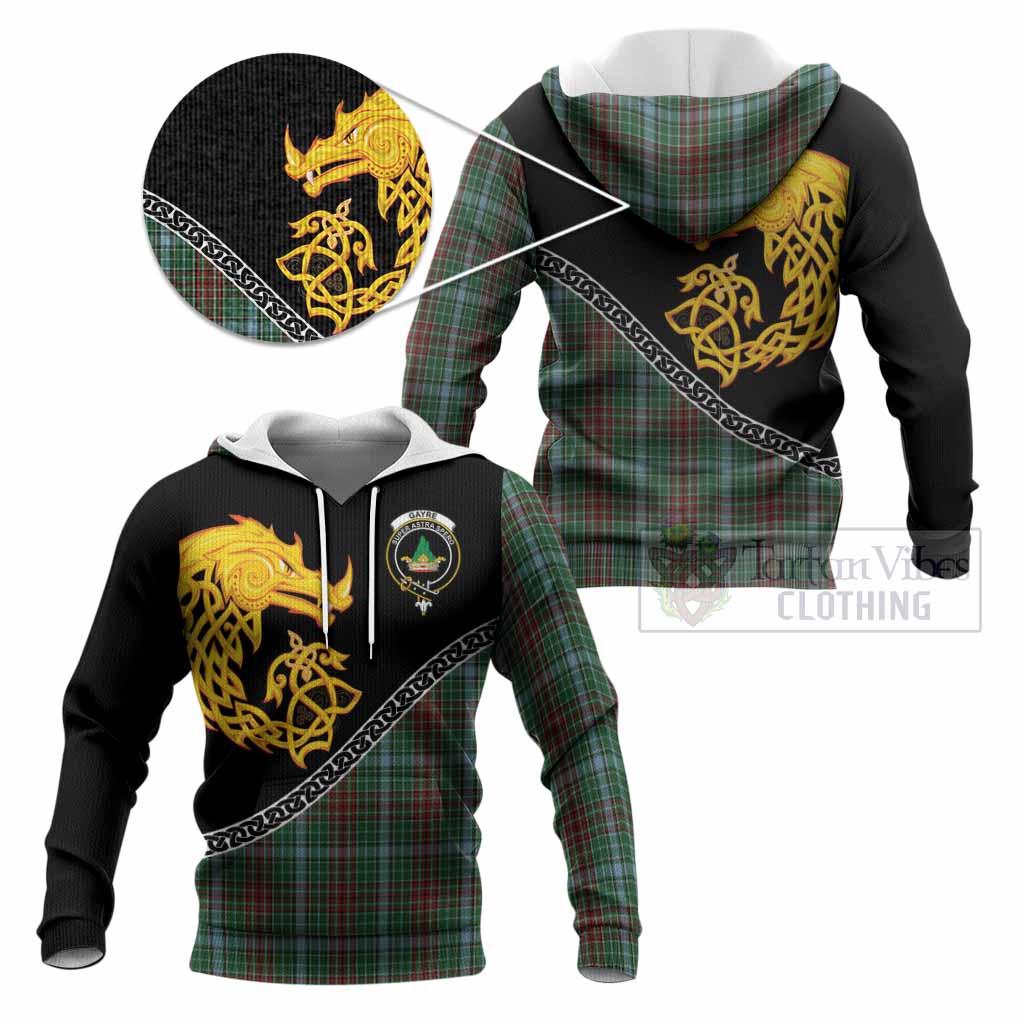 Gayre Tartan Crest Knitted Hoodie Legendary Dragon Knot Half Style